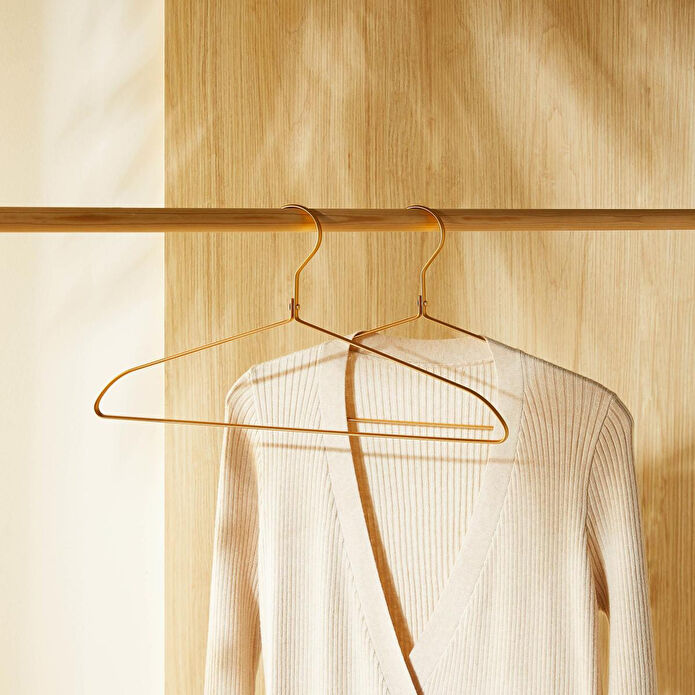 Ocean Home Textile 2'li Altın Renk Metal Giysi Askısı 21.5 X 42 X 1 Cm