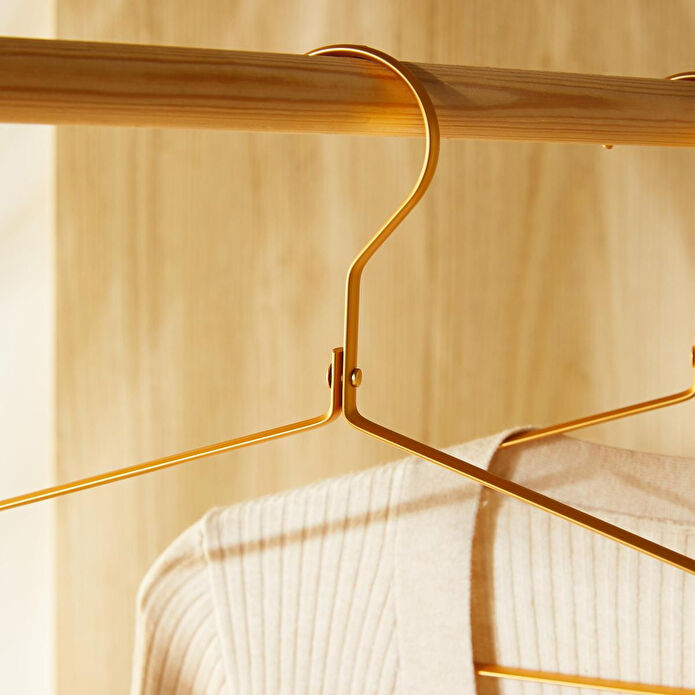Ocean Home Textile 2'li Altın Renk Metal Giysi Askısı 21.5 X 42 X 1 Cm