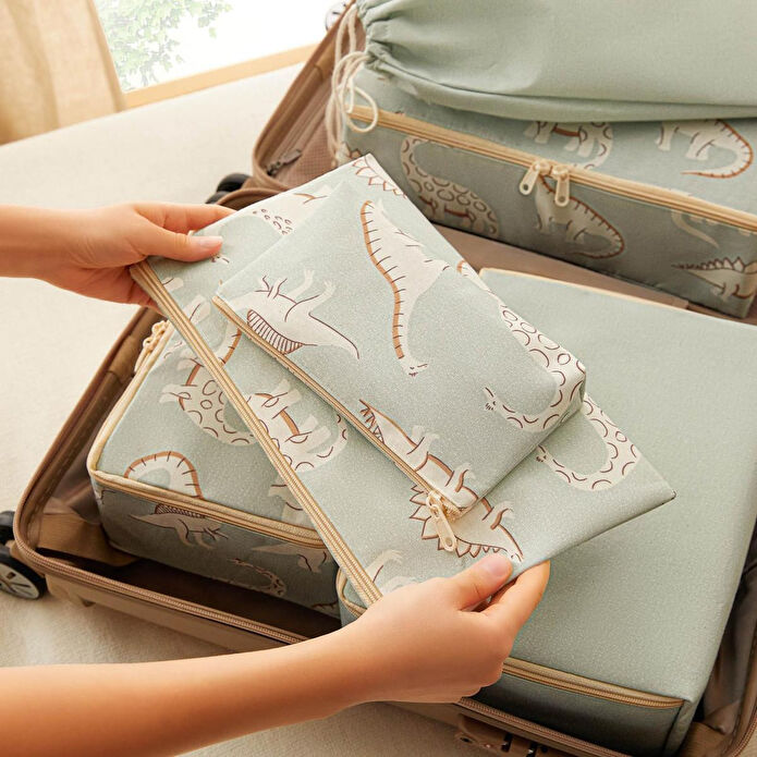 Ocean Home Textile 6'lı Çocuk Odası Dinozor Bavul İçi Düzenleyici Set