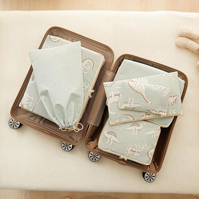 Ocean Home Textile 6'lı Çocuk Odası Dinozor Bavul İçi Düzenleyici Set