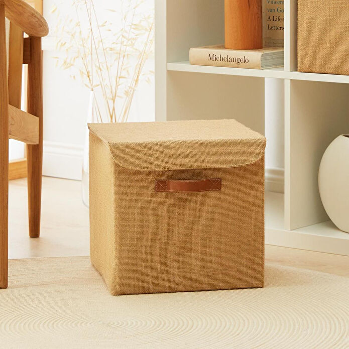 Ocean Home Textile Jüt Kapaklı Kutu 30 X 30 X 30 Cm
