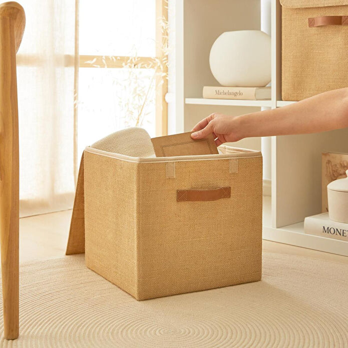 Ocean Home Textile Jüt Kapaklı Kutu 30 X 30 X 30 Cm