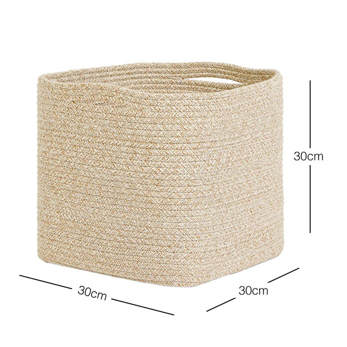 Ocean Home Textile Bej Kırçıllı Pamuklu Sepet 30 X 30 X 30 Cm