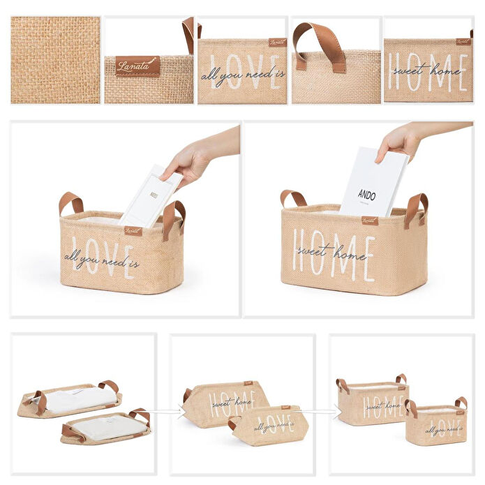 Ocean Home Textile 2'li Astarlı Jüt Sepet Set