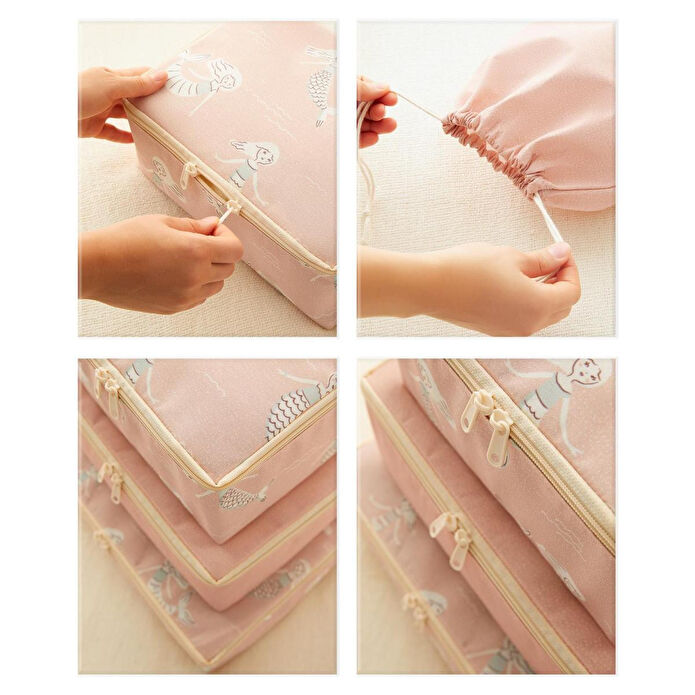 Ocean Home Textile 6'lı Çocuk Odası Deniz Kızı Bavul İçi Düzenleyici Set