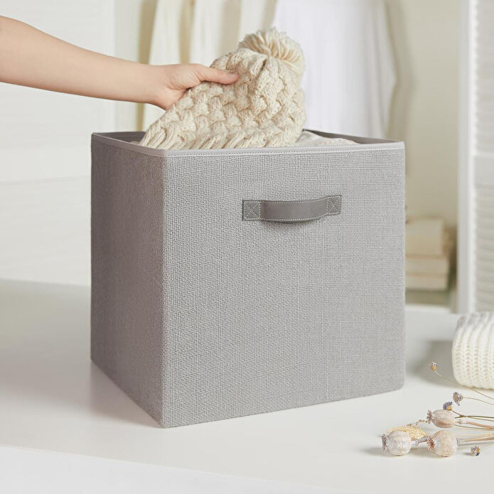 Ocean Home Textile 2'li Gri Renk Jüt Kutu Set 33x30x33 Cm