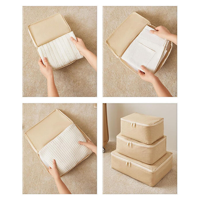 Home Wave 6'lı Bej Pötikare Bavul İçi Düzenleyici Set