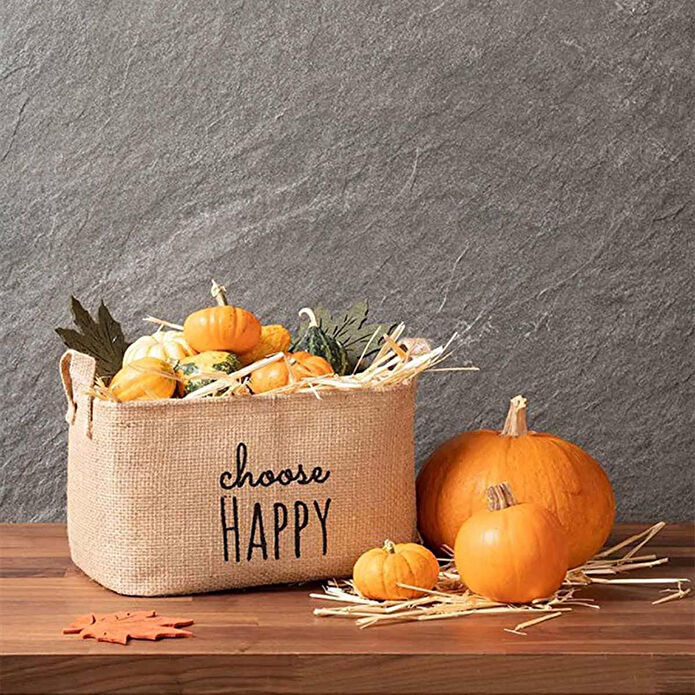 Ocean Home Textile Choose Happy Jüt Sepet 30 X 21 X 18 Cm