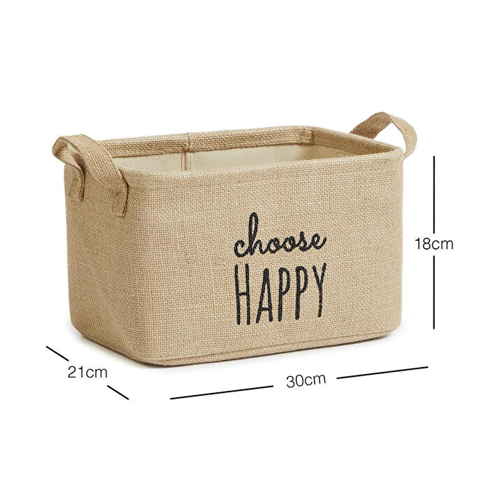 Ocean Home Textile Choose Happy Jüt Sepet 30 X 21 X 18 Cm