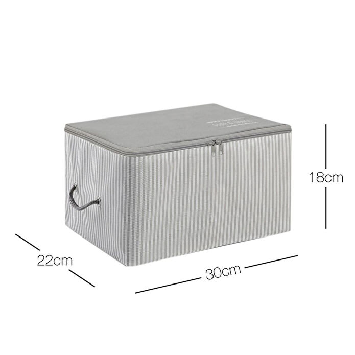Ocean Home Textile Küçük Boy Gri Çizgili Stuff & Things Hurç 30 X 22 X 18 Cm