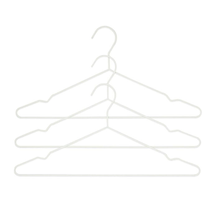 Ocean Home Textile 3'lü Mat Beyaz Renk Kauçuk Kaplamalı Metal Giysi Askısı 20.50 X 42 X 0.3 Cm