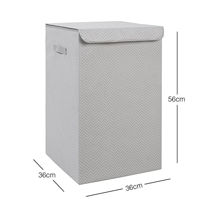 Ocean Home Textile Gri Balıksırtı Çamaşır Kutusu 36 X 36 X 56 Cm