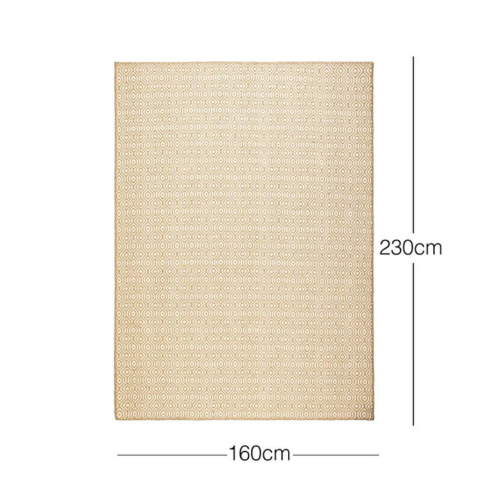 Ocean Home Textile Ekru Renk Karo Desenli Jüt Halı Kilim 160 X 230 Cm