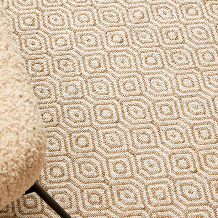 Ocean Home Textile Ekru Renk Karo Desenli Jüt Halı Kilim 160 X 230 Cm