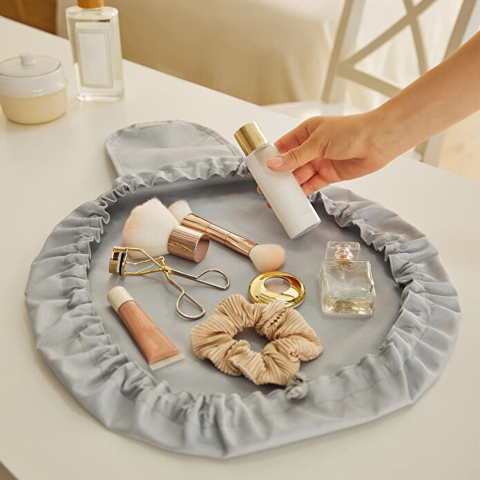 Ocean Home Textile Fonksiyonel Su İtici Leke Tutmaz Kumaş Düzenleyici Seyahat Tipi Makyaj Çantası Ø 50 Cm