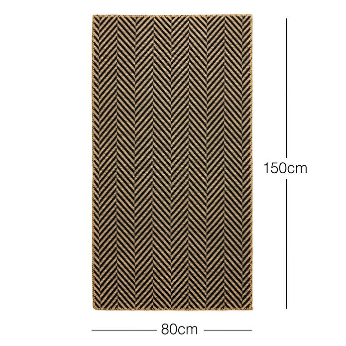 Ocean Home Textile Siyah Renk Balıksırtı Jüt Halı Kilim 80 X 150 Cm