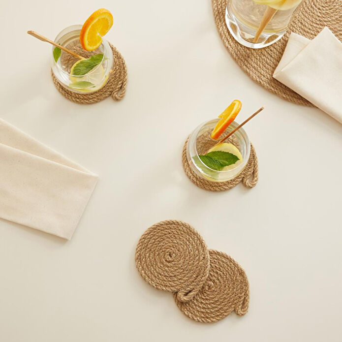 Ocean Home Textile 4'lü Jüt Halat Bardak Altlığı Ø 10 Cm