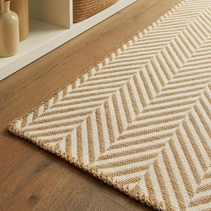 Ocean Home Textile Ekru Renk Balıksırtı Jüt Paspas 50 X 70 Cm