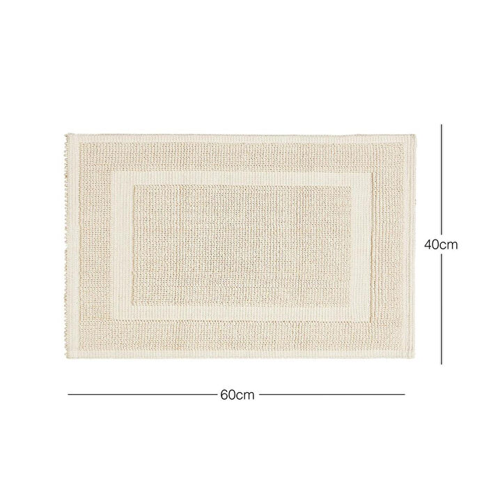 Ocean Home Textile Yıkanabilir Pamuklu Ekru Renk Banyo Paspası 40 X 60 Cm