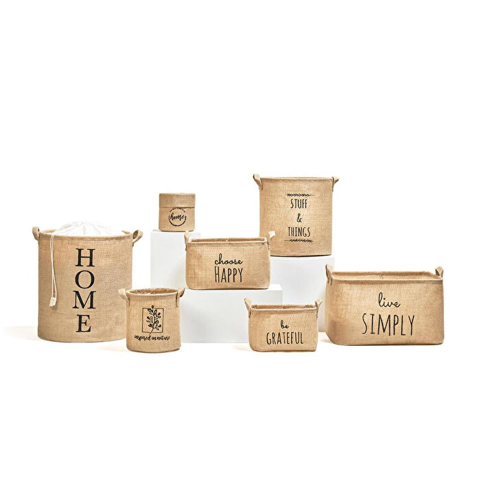 Ocean Home Textile Ağzı Büzgülü Su Geçirmez Tabanlı Jüt Çamaşır Sepeti 36 X 40 Cm