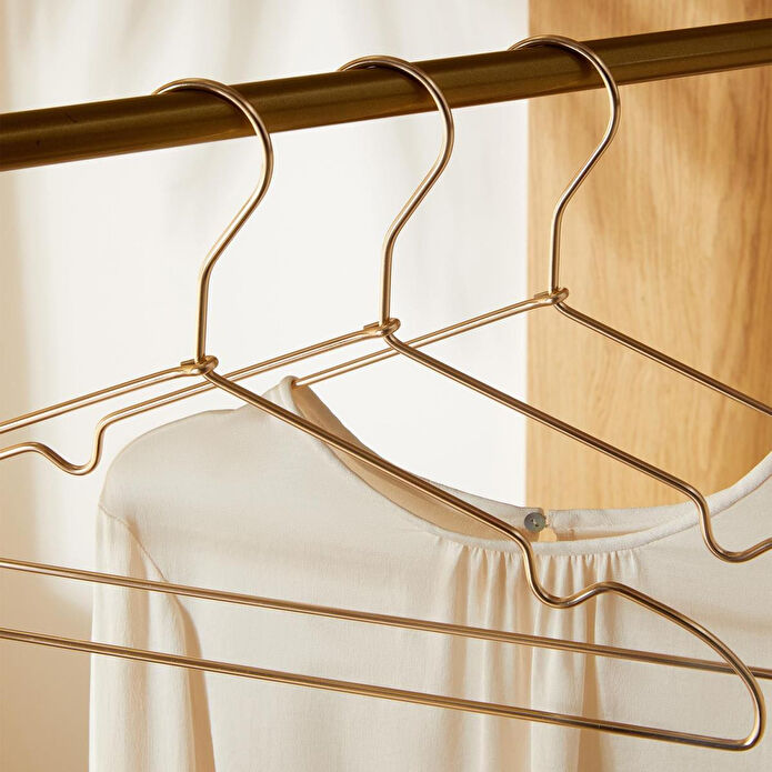 Ocean Home Textile 3'lü Altın Renk Metal Giysi Askısı 22 X 41 X 0.4 Cm