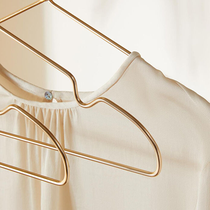 Ocean Home Textile 3'lü Altın Renk Metal Giysi Askısı 22 X 41 X 0.4 Cm