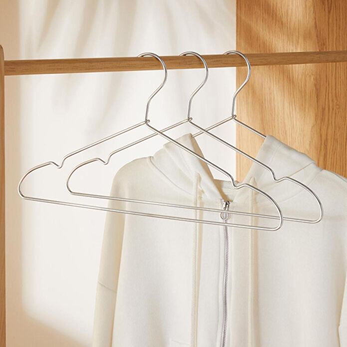 Ocean Home Textile 3'lü Gümüş Renk Metal Giysi Askısı 22 X 41 X 0.4 Cm