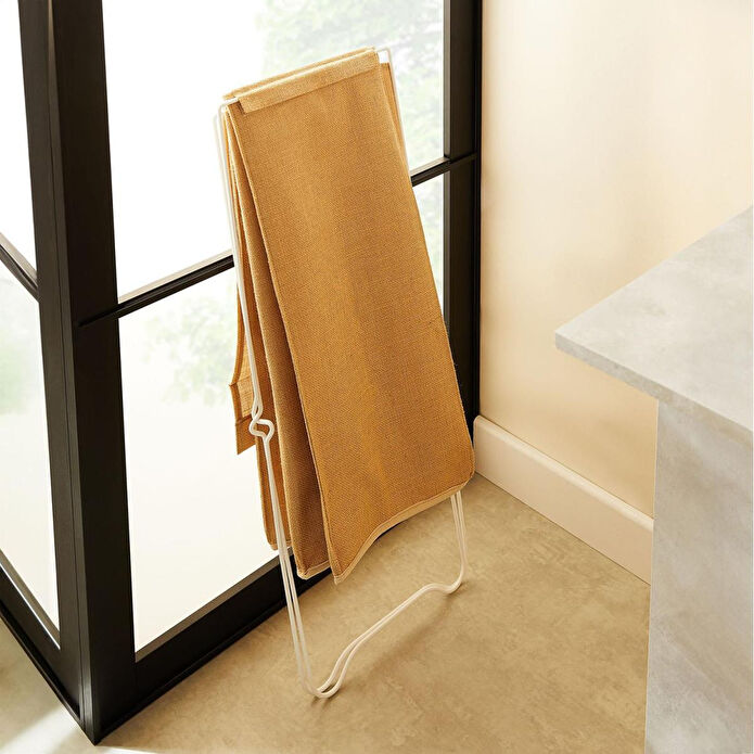 Ocean Home Textile Katlanabilir Bölmeli Beyaz Metal Destekli Naturel Jüt Çamaşır Sepeti 44 X 29.5 X 63 Cm