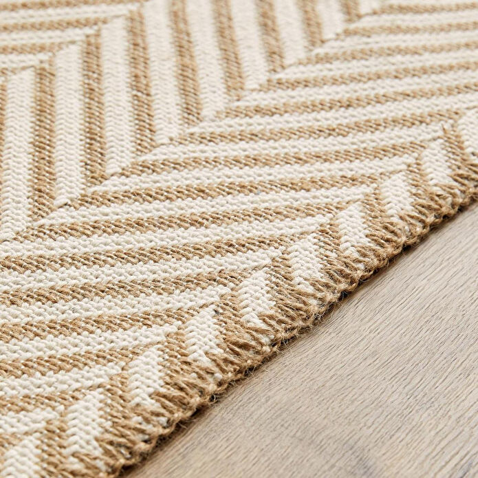 Ocean Home Textile Ekru Renk Balıksırtı Jüt Halı Kilim 120 X 180 Cm