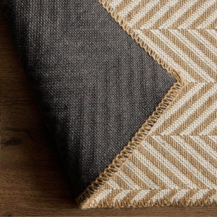 Ocean Home Textile Ekru Renk Balıksırtı Jüt Halı Kilim 120 X 180 Cm