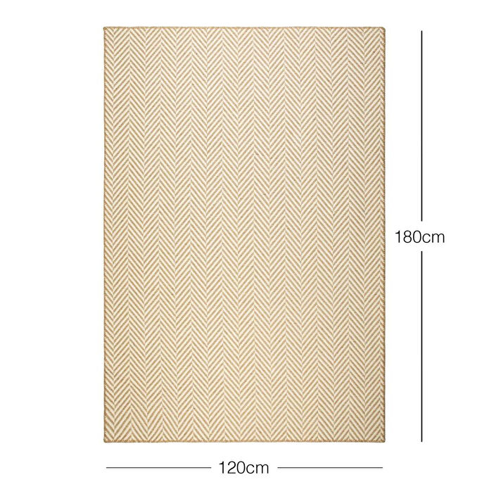 Ocean Home Textile Ekru Renk Balıksırtı Jüt Halı Kilim 120 X 180 Cm