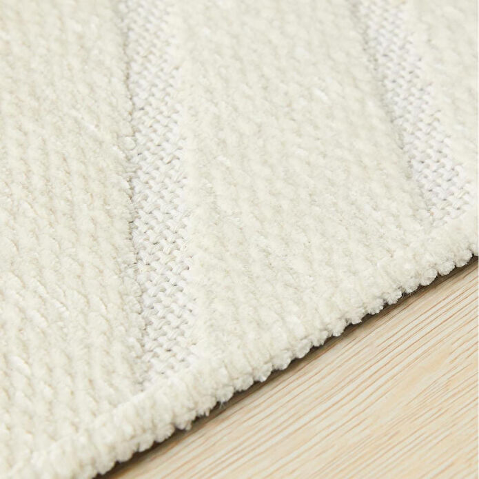 Ocean Home Textile Ekru Renk Dalga Desenli Şönil Halı Kilim 120 X 180 Cm