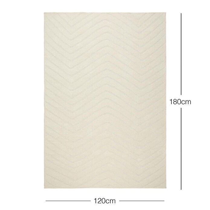 Ocean Home Textile Ekru Renk Dalga Desenli Şönil Halı Kilim 120 X 180 Cm