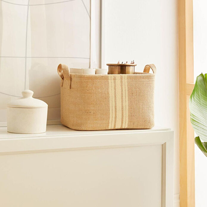 Ocean Home Textile 3'lü Çizgili Jüt Sepet Set