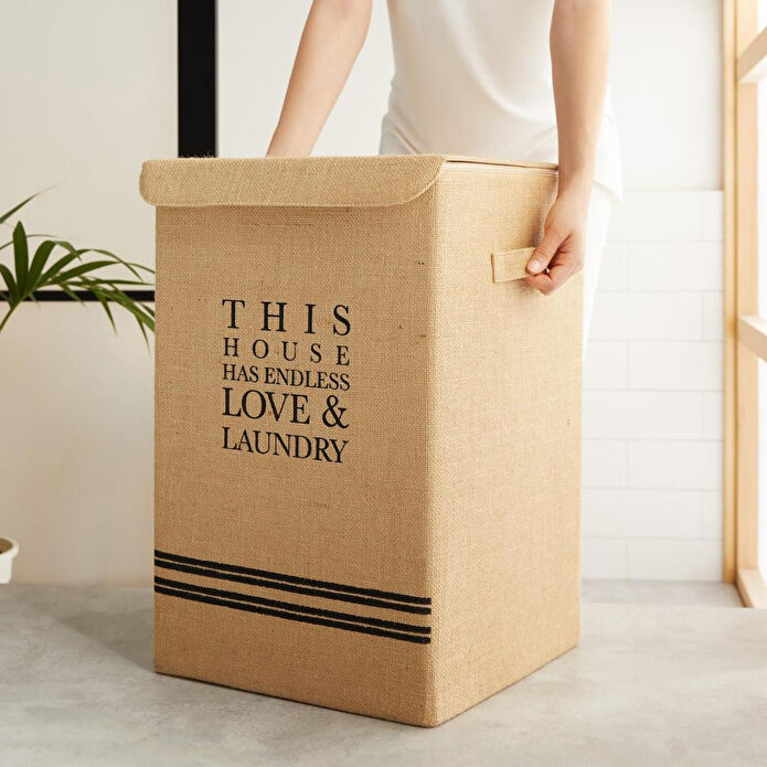 Ocean Home Textile Jüt Çamaşır Kutusu 36 X 36 X 56 Cm