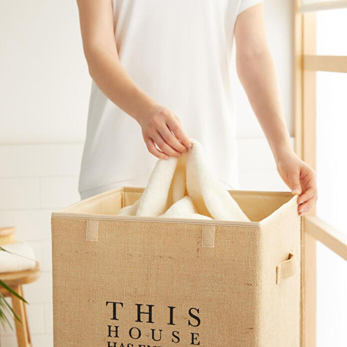 Ocean Home Textile Jüt Çamaşır Kutusu 36 X 36 X 56 Cm