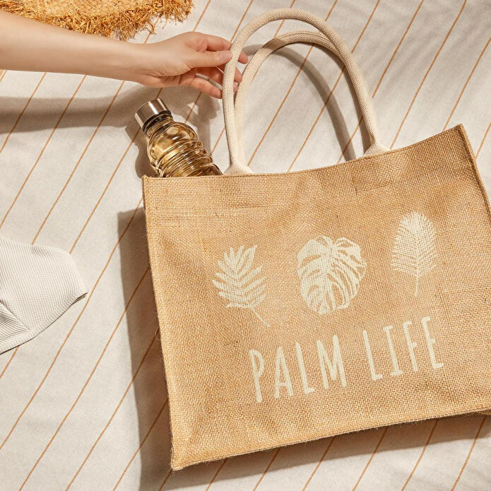 Ocean Home Textile Palm Life Jüt Çanta 42 X 35 X 12 Cm