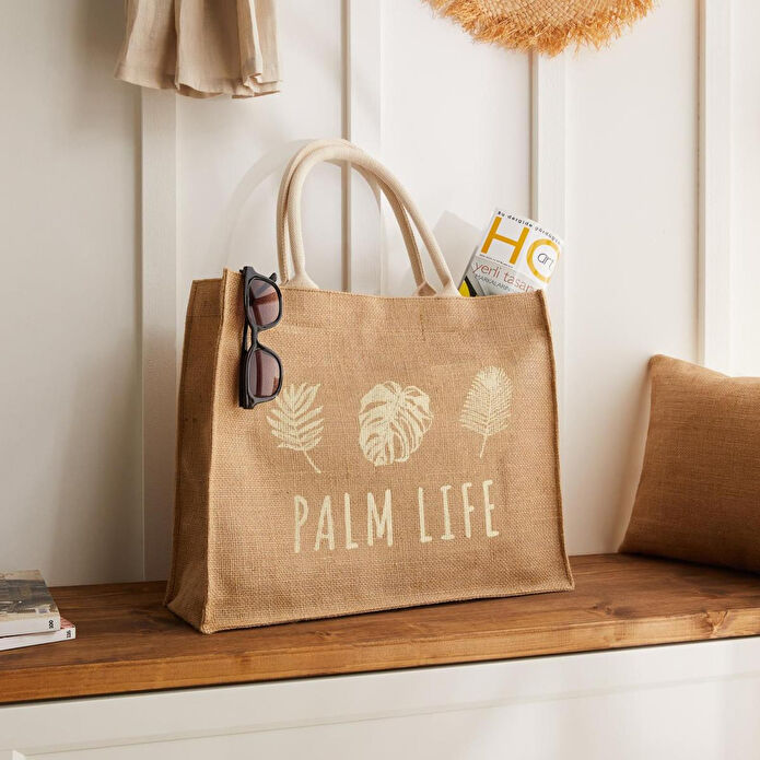 Ocean Home Textile Palm Life Jüt Çanta 42 X 35 X 12 Cm