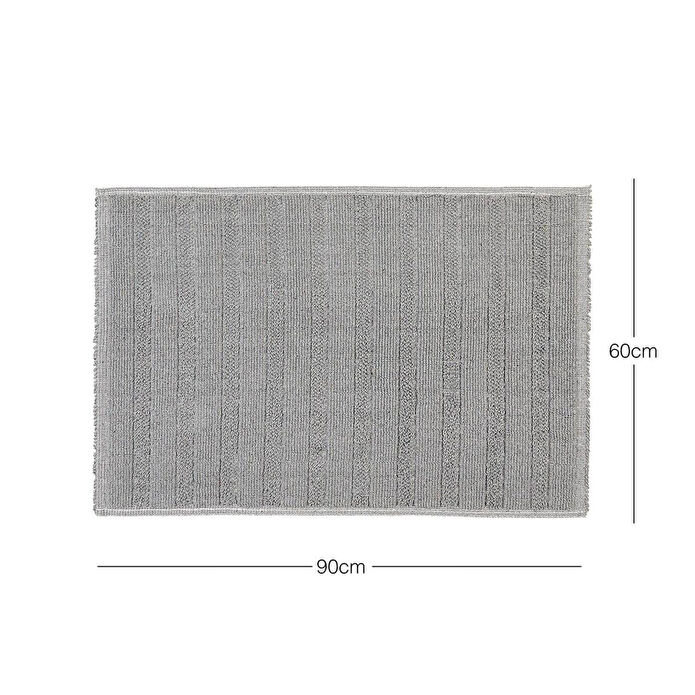 Ocean Home Textile Yıkanabilir Pamuklu Gri Renk Çizgi Desen Banyo Paspası 60 X 90 Cm