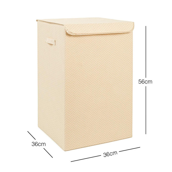 Ocean Home Textile Bej Balıksırtı Çamaşır Kutusu 36 X 36 X 56 Cm