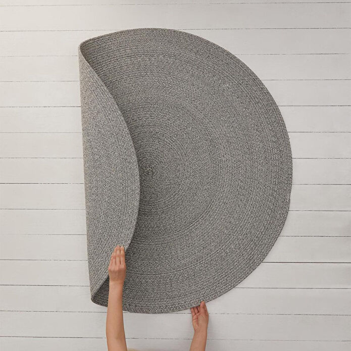 Ocean Home Textile Yıkanabilir Gri Kırçıllı Pamuklu Halı Kilim Ø 120 Cm