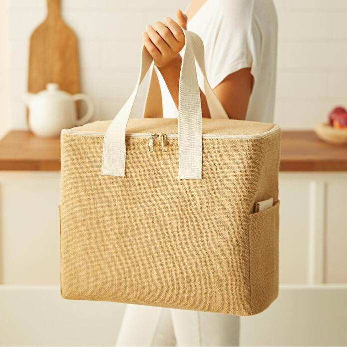 Ocean Home Textile Büyük Boy Jüt Soğuk Tutan Çanta 35 X 20 X 33 Cm