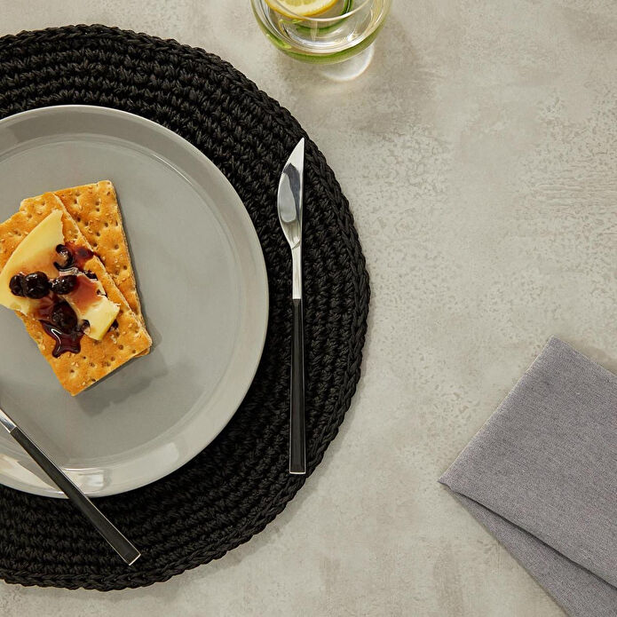 Home Wave Ocean Home Textile 2'li Siyah Renk Rafya Amerikan Servis Ø 36 Cm