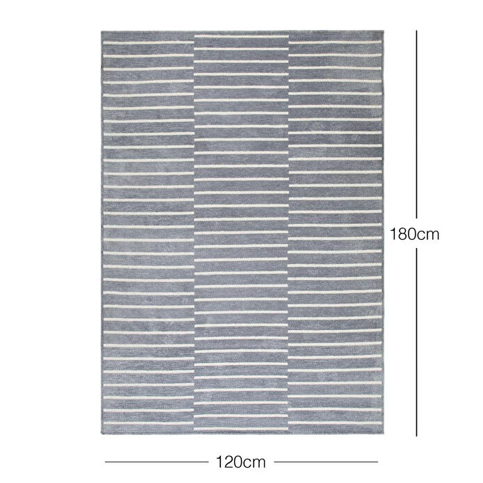 Ocean Home Textile Gri Renk Çizgi Desenli Şönil Halı Kilim 120 X 180 Cm
