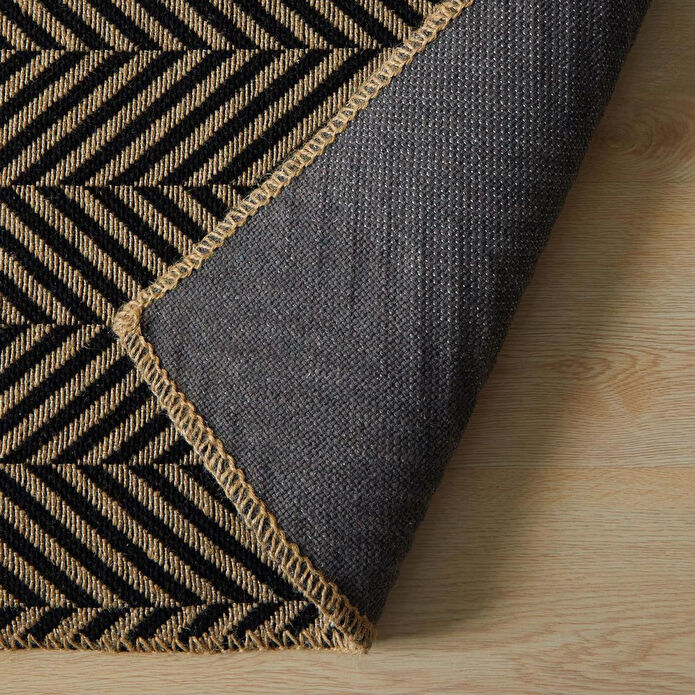 Ocean Home Textile Siyah Renk Balıksırtı Jüt Halı Kilim 120 X 180 Cm