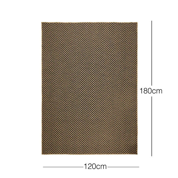 Ocean Home Textile Siyah Renk Balıksırtı Jüt Halı Kilim 120 X 180 Cm