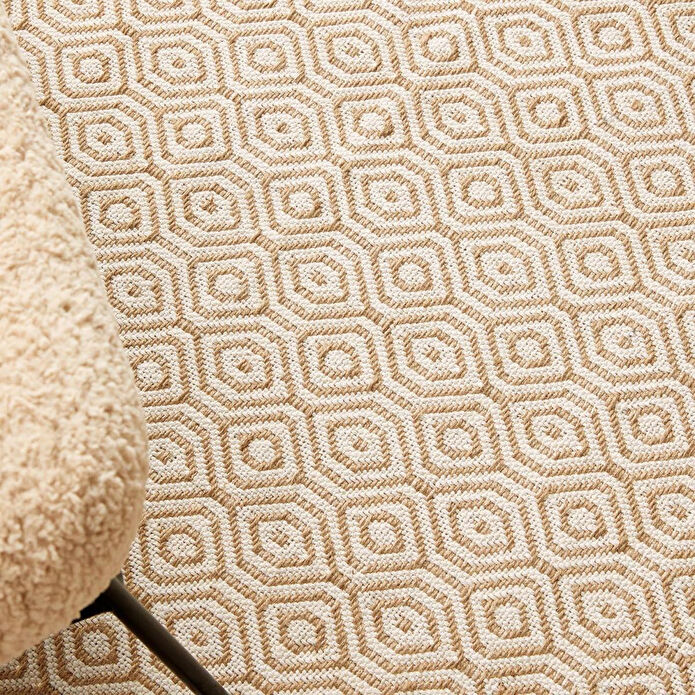 Ocean Home Textile Ekru Renk Karo Desenli Jüt Halı Kilim 120 X 180 Cm