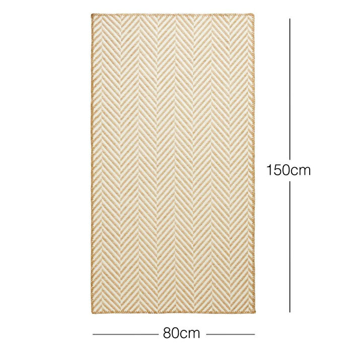 Ocean Home Textile Ekru Renk Balıksırtı Jüt Halı Kilim 80 X 150 Cm