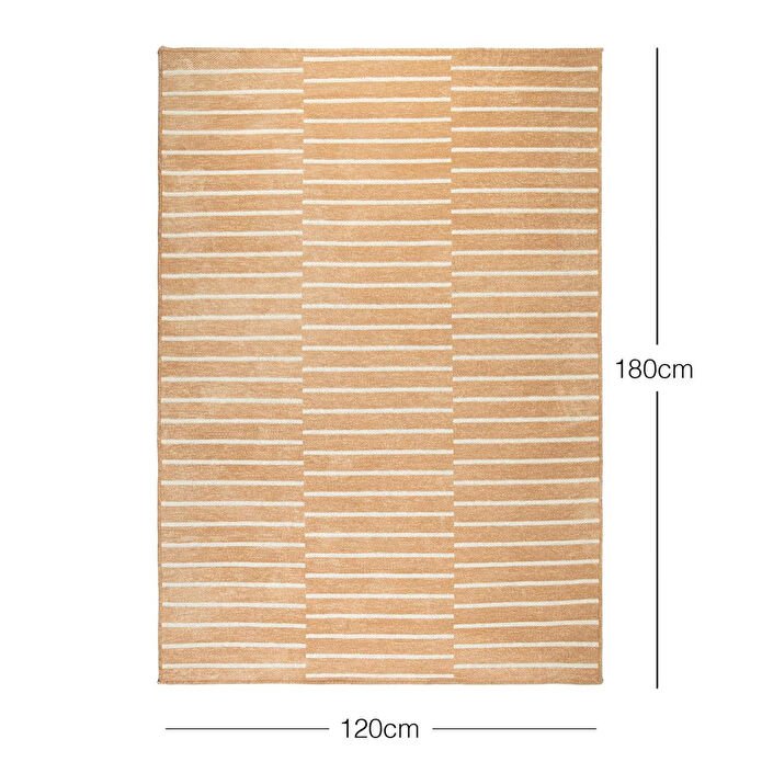 Ocean Home Textile Bej Renk Çizgi Desenli Şönil Halı Kilim 120 X 180 Cm