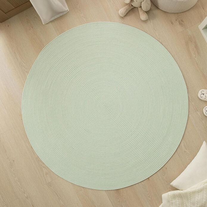 Ocean Home Textile Yıkanabilir Mint Kırçıllı Pamuklu Halı Kilim Ø 120 Cm